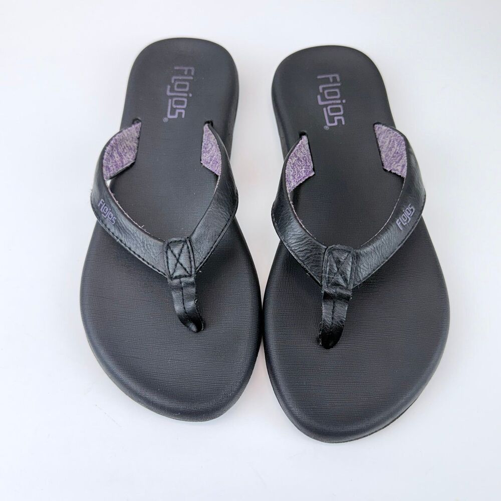 Flojos Black Womens Flip Flops Memory Foam Size 6
